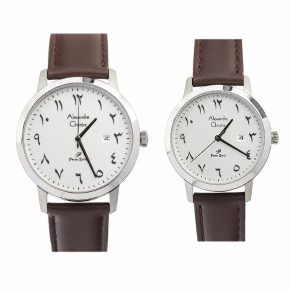 Alexandre Christie AC 1024 Silver White Leather Couple